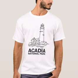 アカディア国立公園の灯台ラインアート Tシャツ