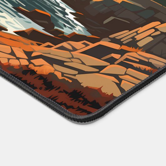 アカディア国立公園イラストレーションレトロアート デスクマット (コーナー)