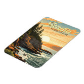 アカディア国立公園イラストレーションレトロ マグネット (左側)