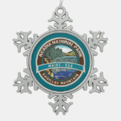 アカディア国立公園キャデラックマウンテンホリデー スノーフレークピューターオーナメント (正面)