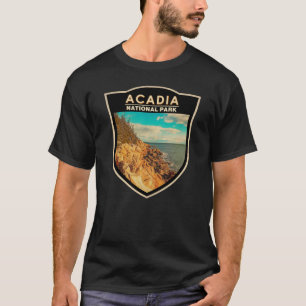 アカディア国立公園バーハーバーウォーターカラーバッジ Tシャツ