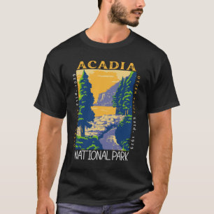 アカディア国立公園バーハーバーオッタクリフレトロ Tシャツ