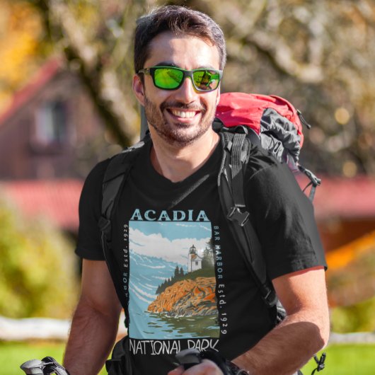 アカディア国立公園バーハーバーライトハウスヴィンテージ Tシャツ