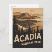 アカディア国立公園バーハーバーヴィンテージアート シーズンポストカード (正面/裏面)