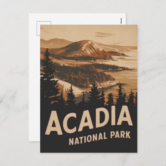 アカディア国立公園バーハーバーヴィンテージアート シーズンポストカード (正面/裏面)