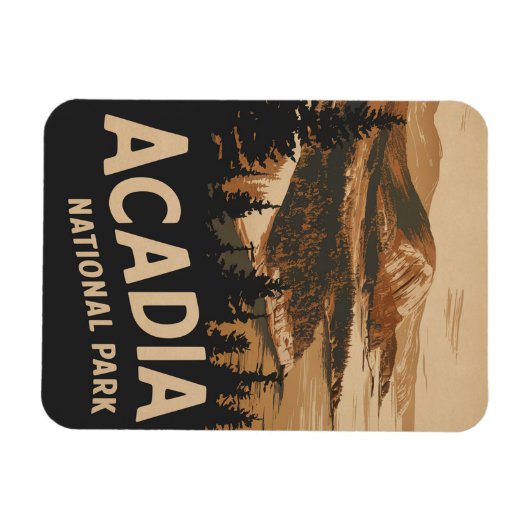 アカディア国立公園バーハーバーヴィンテージアート マグネット (横)