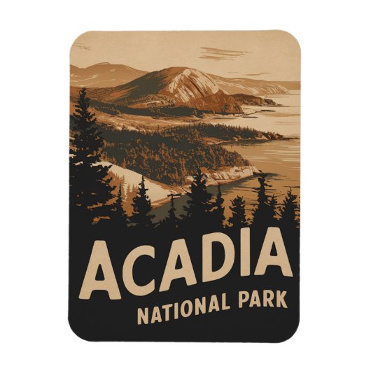 アカディア国立公園バーハーバーヴィンテージアート マグネット (縦)