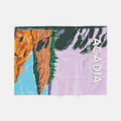 アカディア国立公園バーハーバーヴィンテージ フリースブランケット (正面(横))