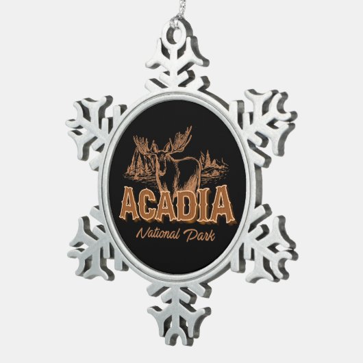 アカディア国立公園ムースコレクターホリデー スノーフレークピューターオーナメント (右)