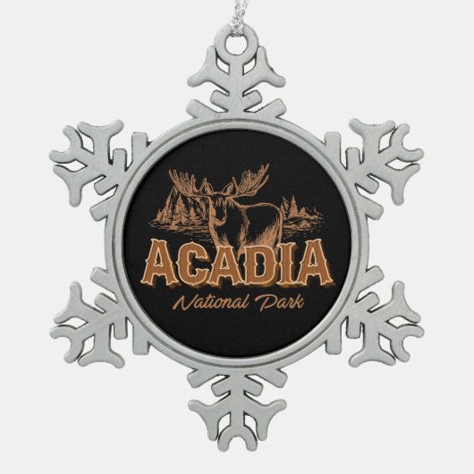 アカディア国立公園ムースコレクターホリデー スノーフレークピューターオーナメント (正面)