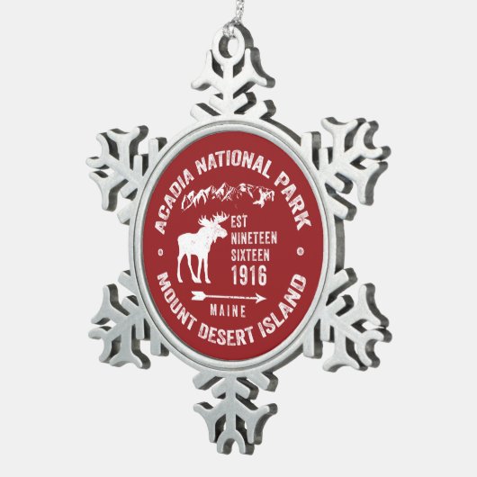 アカディア国立公園ムースコレクターホリデー スノーフレークピューターオーナメント (右)