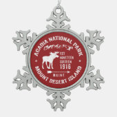 アカディア国立公園ムースコレクターホリデー スノーフレークピューターオーナメント (正面)