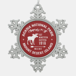アカディア国立公園ムースコレクターホリデー スノーフレークピューターオーナメント
