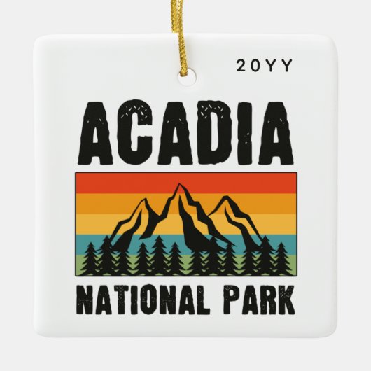 アカディア国立公園メインレトロカスタム年 セラミックオーナメント (正面)