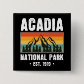 アカディア国立公園メインレトロヴィンテージ 缶バッジ (正面)