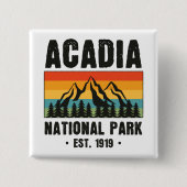 アカディア国立公園メインレトロヴィンテージ 缶バッジ (正面)