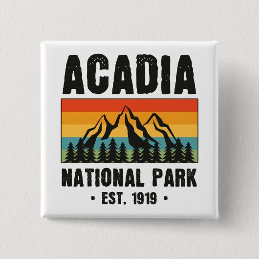 アカディア国立公園メインレトロヴィンテージ 缶バッジ (正面)