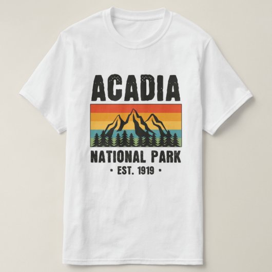 アカディア国立公園メインレトロヴィンテージ Tシャツ (デザイン正面)
