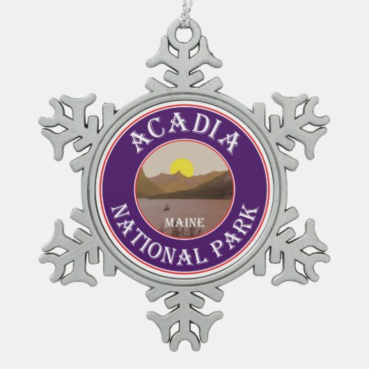 アカディア国立公園メイン スノーフレークピューターオーナメント (正面)