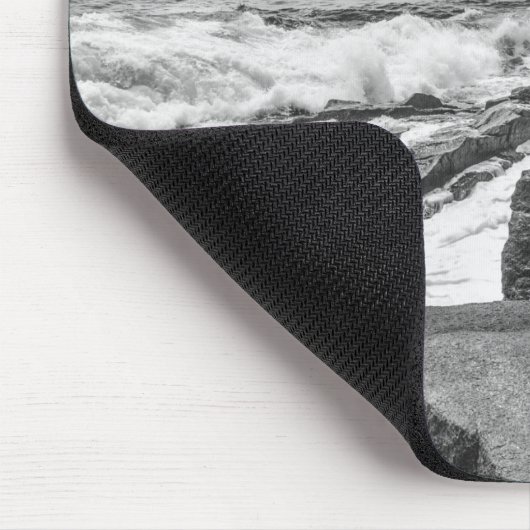 アカディア国立公園メーンコーストブラックアンドホワイト マウスパッド (コーナー)