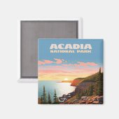 アカディア国立公園メーンコーストレトロ マグネット (正面/裏面)