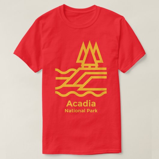 アカディア国立公園メーンミニマルレトログラフィ Tシャツ (デザイン正面)
