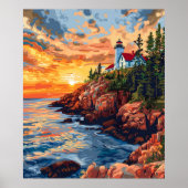 アカディア国立公園メーンライトハウストラベル ポスター (正面)