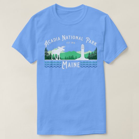 アカディア国立公園メーンライトハウスムースソーベン Tシャツ (デザイン正面)