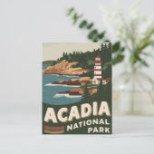 アカディア国立公園ライトハウストラベルアート シーズンポストカード (スタンド正面)
