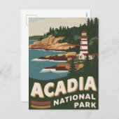 アカディア国立公園ライトハウストラベルアート シーズンポストカード (正面/裏面)