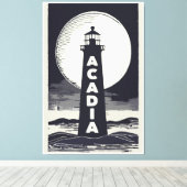 アカディア国立公園ライトハウスムーン キャンバスプリント (インサイチュ (ウッドフロア))