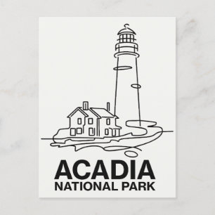 アカディア国立公園ライトハウスラインアート ポストカード