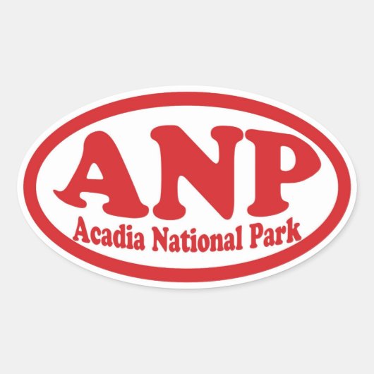 アカディア国立公園レッドオーバルステッカー 楕円形シール (正面)