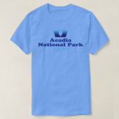 アカディア国立公園レトロバッジアロードブルー Tシャツ (デザイン正面)