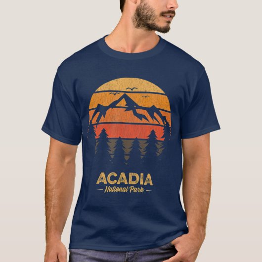 アカディア国立公園レトロヴィンテージ土産 Tシャツ (正面)