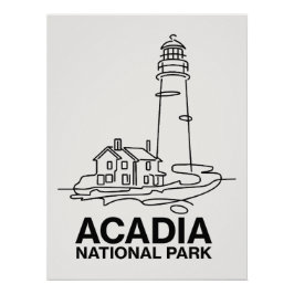 アカディア国立公園灯台ラインアート ポスター