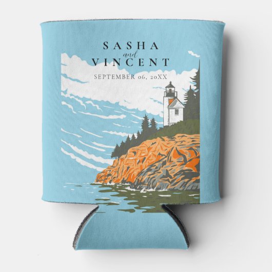 アカディア国立公園結婚レトロ 缶クーラー (正面)