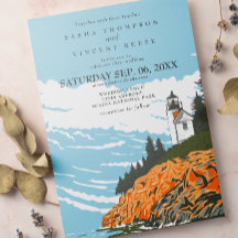 アカディア国立公園結婚式招待状レトロ