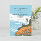 アカディア国立公園結婚式招待状レトロ 招待状 (スタンド正面)