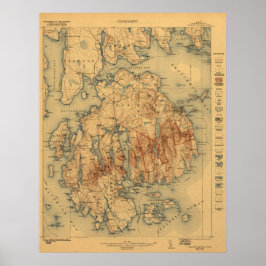 アカディア国立公園1922年地形図 ポスター