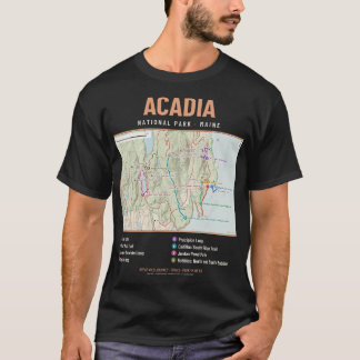 アカディア国立公園 ハイキング・トレイルマップ Tシャツ
