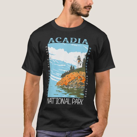 アカディア国立公園 バー・ハーバー メイン州 Tシャツ (正面)