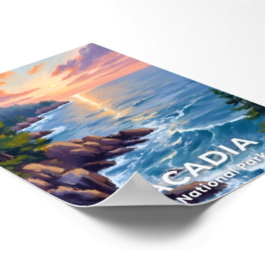 アカディア国立公園 | メイン州の絵画旅行アート ポスター (角)