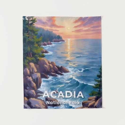 アカディア国立公園 | メイン州の絵画 旅行アート タペストリー (正面)