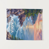アカディア国立公園 | メイン州の絵画 旅行アート タペストリー (正面(横))