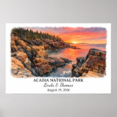 アカディア国立公園 メイン州 ポスター 水彩画 (正面)