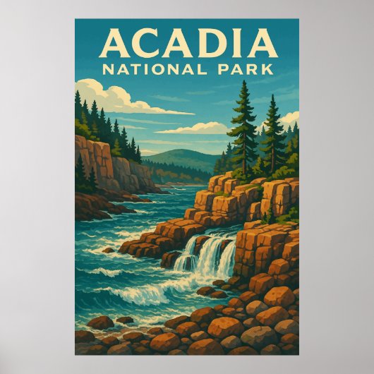 アカディア国立公園、ヴィンテージ ポスター (正面)
