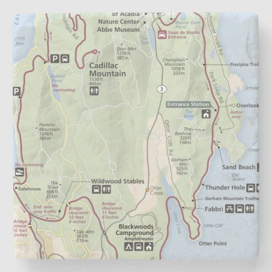 アカディア地図のコースター ストーンコースター (正面)