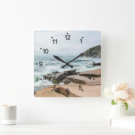 アカディア海ウェーブコースタルメインスクエアウォールクロック スクエア壁時計 (ホーム)