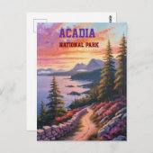 アカディア秋の崖ヴィンテージ沿岸メイントラベル ポストカード (正面/裏面)